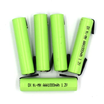 10PCS Ni-Mh 1.2 V AAA bateria recarregável célula 1000mah com de soldagem guias para Philips Braun elétrico máquina de barbear navalha escova de dentes