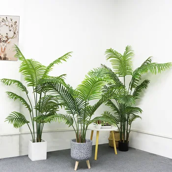 120-160 cm de Falso Verde, as Plantas Artificiais, Decoração Ombre kwai Bonsai Artificial Washington Palmeira com Cimento Pote