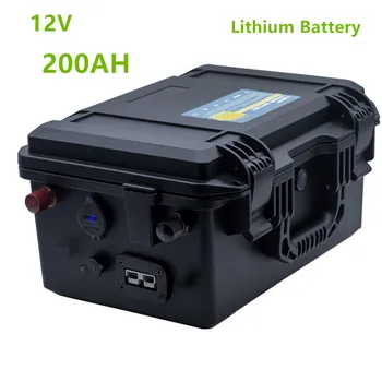 12V 200AH bateria de lítio à prova d'água 12V da bateria de lítio com 20A carregador para barco a motor, inversor,RV,etc