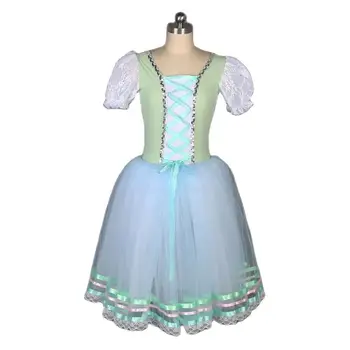 18434 Tule Macio Tutus Românticos para Meninas e Mulheres de Renda Branca de Manga Curta Ballet Dança Tutu Traje de Bailarina de Dança do Vestido
