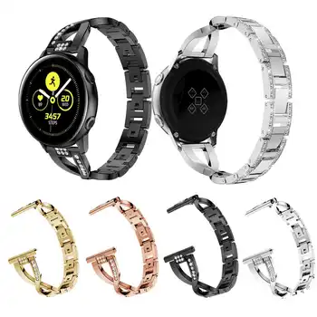 18MM 20MM 22MM Luxo de Diamante Cinta de Aço para Samsung Galaxy Watch 3 41/45mm/42/46mm/Ativo 2 Pulseira Bracelete da forma das Mulheres