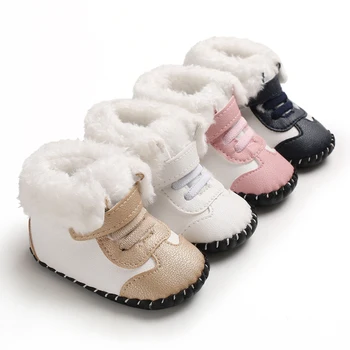 2020 Inverno Quente Crianças Sapatos de Bebê para Criança Menino Menina Botas de Couro PU Impermeável, antiderrapante de Pelúcia Infantil Botas de Neve