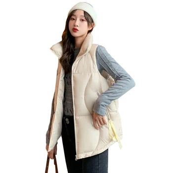 2021 outono e inverno novo estilo coreano curto para baixo do casaco colete solta grande tamanho da moda jaqueta