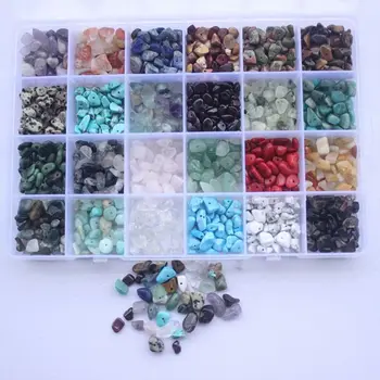 24 Grades Irregulares de pedra preciosa Esferas de Polimento Esmagado Falso Cristal Fichas com Caixa de 425F