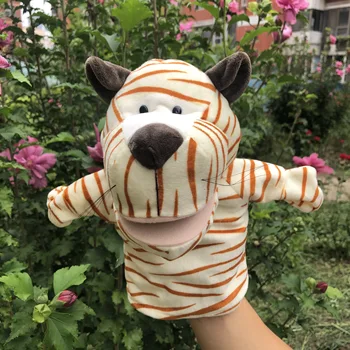 24cm de Animais Fantoche de Mão Tigre de Pelúcia, Brinquedos do Bebê Educacional Fantoches de Mão dos desenhos animados de Fingir Contar a História da Boneca Brinquedo para Crianças