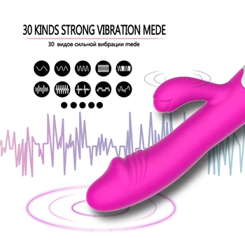 30 Da Velocidade Do Ponto De G Vibrador Coelho Vibração, Vibração Dupla De Silicone Impermeável Feminino, Vagina, Clitóris Massager De Brinquedos Sexuais Para As Mulheres