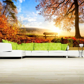 3D personalizado mural,papel de pared Paisagem de Outono as Árvores de Folhagem Banco Natureza papel de parede,o sofá da sala de TV de parede quarto em 3d papel de parede