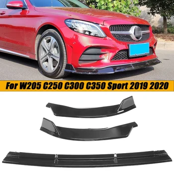 3PCS pára-choque Dianteiro Lábio Inferior do Lado do Divisor de Spoiler Defletor de Body Kit Para a Mercedes Benz W205 Classe C Sport 2019-2020 Estilo Carro