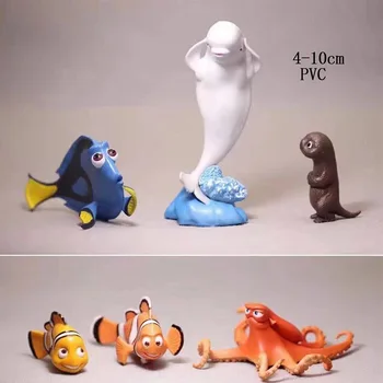 6pcs procurando Nemo Decoração do Bolo de Festa de Aniversário de Abastecimento Qua Decoração Peixe-palhaço de Brinquedo Dory Boneca Figura Presente Personalizar o Carro Ornamento