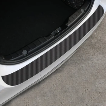 A Fibra de carbono Preto Auto Carro pára-choques Traseiro, Protetor de Tronco Adesivos Anti-risco Protege Tira de Adesivo Auto Peças Acessórios