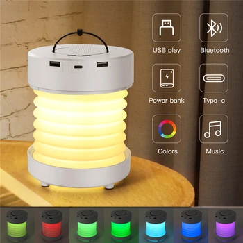 A Luz da noite 3D Criativo de Dobramento Lanterna de Luz ao ar livre Retrátil LED, Lâmpada de Mesa de Carregamento USB Colorido Quarto Atmosfera de Luz
