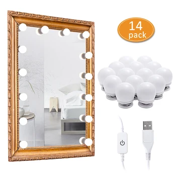 AIBOO 3 modos de cor LED de Hollywood Espelho Luzes de Bulbos kit Vaidade Maquiagem para a parede do armário de casa de banho com Dimmer Toque USB 5V