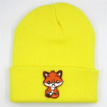 Algodão fox bordado animal Engrossar chapéu de malha de inverno chapéu morno Skullies boné chapéu de gorro para o garoto homens mulheres 390