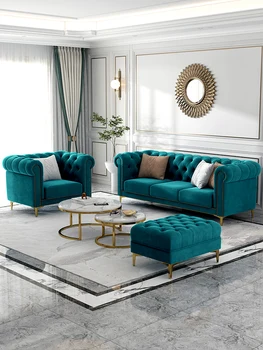 Americano de luxo série sofá 1+2+3 assento Nórdicos moderno sofá de veludo sala de estar de terno