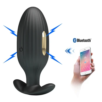 Bluetooth APP Choque Elétrico Clitóris Vibrador Ponto G 12 Velocidade Butt Plugs de Vibração Anal Vibrador no Ânus Dilatador Brinquedos Sexuais Para Casais