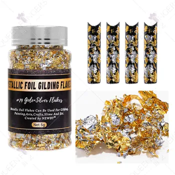 Brilhante Prego Flocos Irregulares Folha de Alumínio Unhas de Paetês Ouro Verão Conjunto de Design de Unhas de Gel Glitter DIY Manicure Acessórios