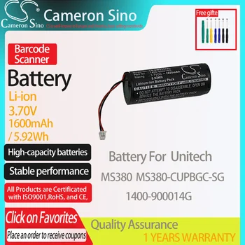 CameronSino Bateria para Unitech MS380 MS380-CUPBGC-SG se encaixa Unitech 1400-900014G Scanner de código de Barras da bateria 1600mAh 3.70 V Li-ion