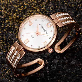 CANSNOW Mulheres Simples Relógios de Marca Top de Luxo, Pulseira de Aço Inoxidável de Quartzo Relógios de pulso Relógio Ladies Watch Montre Femme