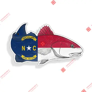 Carolina do norte NC Estado de Bandeira Vermelha de Peixes Adesivo Copa do Carro do Portátil Janela de pára-choques de Decalque de Corrida de Moto Capacete de Adesivos
