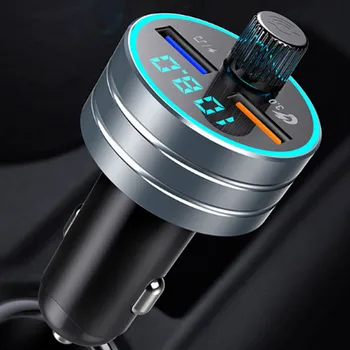 Carro de Bluetooth 5.0 Mp3 mãos livres Dual USB, Leitor de QC3.0 Carregador de Áudio do Carro Transmissor FM U Disco de Música um Kit para Viatura Com Luzes de LED