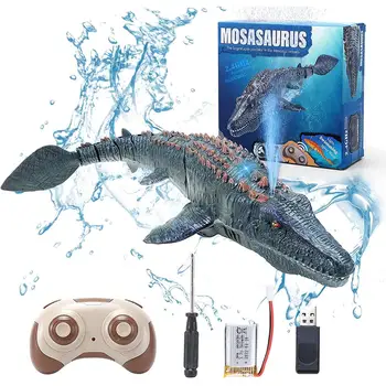 Controle Remoto De Dinossauros Para Crianças De Mergulho Brinquedos Rc Barco Com Leve Spray De Água Para Piscina, Casa De Banho Oceano Protetor Banheira Brinquedos