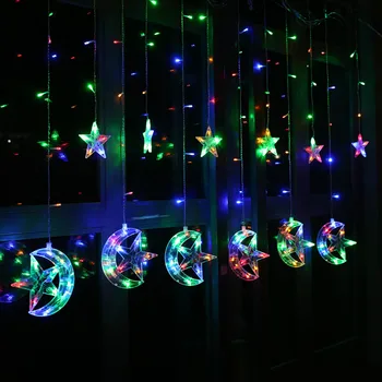 De 2,5 M de Lua e estrela de seqüência de luzes icicle cortina de led luzes de fadas de Natal, decoração de Casamento, Iluminação de festas