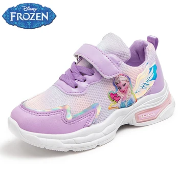 Disney desenho infantil Casuais um Tênis Para Primavera, Outono Meninas Linda Congelados Elsa Princesa Sports Sapatos Crianças Sapatos Respirável