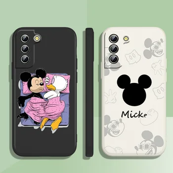Disney Mickey e Minnie Mouse Telefone Caso de Líquidos Corda Para Samsung Galaxy S10 S10e S20 S21 S22 Plus Lite Ultra FE 5G Funda Tampa