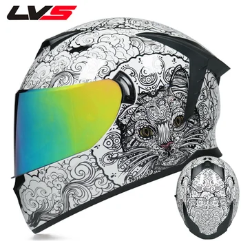 DOT Aprovados LVS Profissional a Cara Cheia de Capacete de motociclista Com Sol Interior da Viseira de Segurança Descida de Corrida de Motocross Capacete de Moto