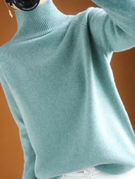 engrossado metade suéter mulheres camisola de mangas compridas grande tamanho de malha frouxa camisola de inverno mulheres
