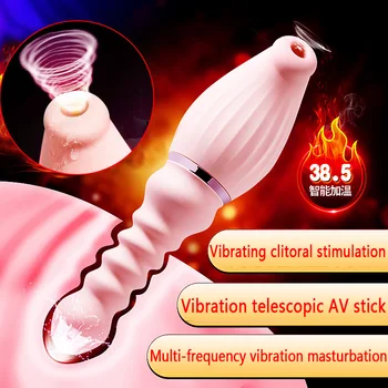 Erótico Aquecimento Vibrador Chupando o Clitóris Estimulador Telescópica Vibrador G-spot Masturbador Vibração Brinquedos Sexuais Para as Mulheres Vibratior