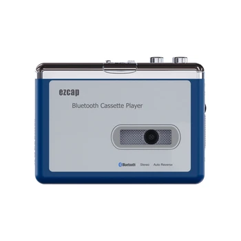 Ezcap215 Leitor de Cassetes de Transmissão de Banda de Música para Bluetooth 2 Pilhas AA ou Fonte de Alimentação USB, Fone de ouvido 3,5 mm