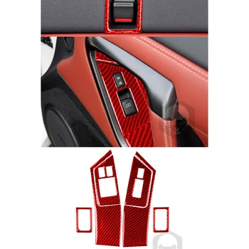 Fechadura da porta da Janela de Elevação Botão de Decoração de Capa de acabamento para Nissan GTR R35 2008-2016 Interior do Carro Acessórios de Fibra de Carbono