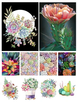 Flor de Plantas Suculentas 5D Diy Diamante Pintura Completa Quadrado e Redondo Bordado Mosaico Kit de Arte de Parede Artesanais de Decoração de Casa de Presentes