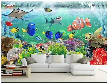Foto 3d papéis de parede personalizados em 3d murais papel de parede 3D para crianças, sala de mural sonhadora mundo subaquático papéis de parede
