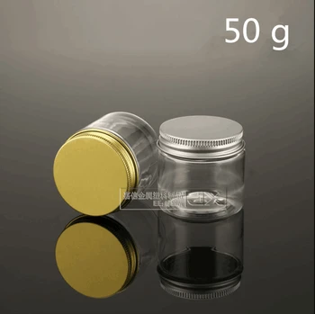 Frete grátis 30 g 50 g Vazia de Plástico Transparente Pack Garrafas jarro de Ouro Tampa de Creme de Olho Gel de Banho de Sal Vazio Cosmético