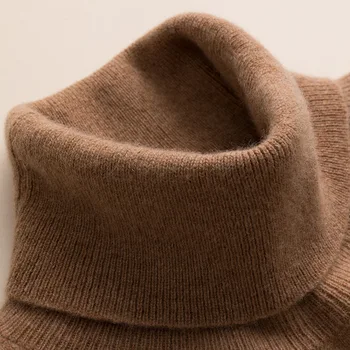 Gola suéter de cashmere mulheres de pura lã interior camisola nova 2020 quente de outono e inverno solta malha assentamento camisa