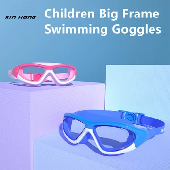 Grande Quadro de Crianças Óculos de proteção da Natação do Silicone Impermeável Fogproof Anti Sapo Lente HD de Banho Para Adolescentes Teen Crianças de 3 a 12 Anos