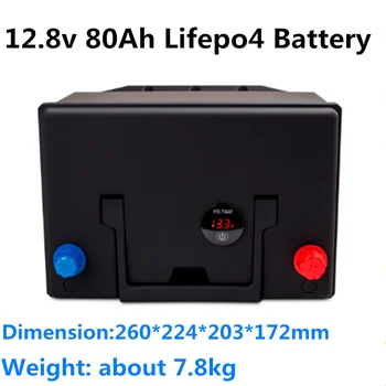 GTK DE 12,8 V 80Ah Lifepo4 bateria tela de LCD com forte BMS para a energia Solar, Armazenamento de energia do sistema de 14,6 v 10A carregador