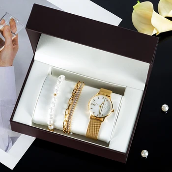 IEKE Marca Flor de Design de Relógios de relógios de Luxo, Face IP Banhado a Ouro +Braceletes de aço Inoxidável para Namoradas Presente montre femme