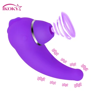 IKOKY Vagina Mamilos Vibrador 20 Frequência de Brinquedos Sexuais para as Mulheres, Ponto G, Sexo Oral Chupando Vibrador de Silicone Estimulador de Clitóris