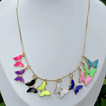 Ins Bonito Doce Acrílico Borboleta Colar borboleta Colorida pingente de colar para mulheres meninas a festa de moda jóias presentes