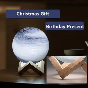 Ins Estilo 3D Cores de Vidro Planeta Lâmpada de Controle de Toque Céu Estrelado Galaxy 3 Luz Branca Luz da Noite USB Recarregável Presente de Natal