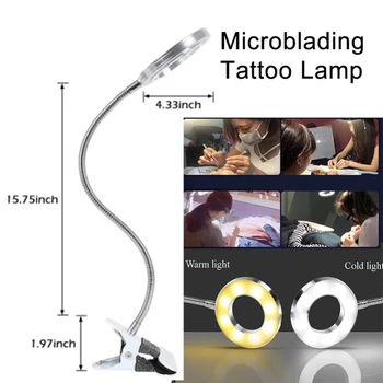 LED Sobrancelha Tatuagem Labial Lâmpada de Manicure Nail Art Candeeiro de Mesa Com Clip Com 8 Lupa Para Microblading Sobrancelha Cílios Extensão