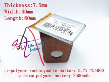 li-po 754060 MP3 MP4 2500MAH 3,7 V Bluetooth estéreo de energia móvel bateria de polímero de lítio