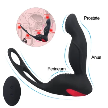 Masculino Massagem de Próstata Vibrador para Homens de Pênis Anel vibrador Plug Anal ficha, Mas Butt Plugs de retardar a Ejaculação Anéis Adulto do Sexo Brinquedo