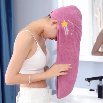 Microfibra touca de Banho para as Mulheres Toalha de Banho Chapéus casa de Banho Cabelo Enrole o Cabelo Seco Cap Super Absorção Senhora Turbante Cabeça de Cabelo Bonnet