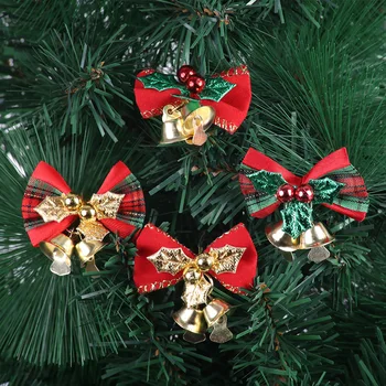 Mini dourado Pequeno flannelette sinos arco Ornamento caixa de Presente acessórios de Natal bow bells decorações para árvores de natal decoração da casa