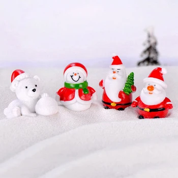 Mini Resina Decoração De Natal Papai Noel, Boneco De Neve Modelo De Árvore De Natal Em Miniatura Figurinhas Para A Decoração Home
