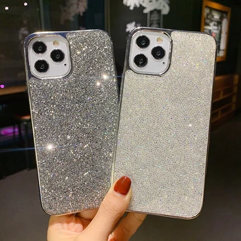 Moda Bling Strass Jóia de Diamante Soft Phone Case Para apple iphone 14 13 12 11 Pro Xs Max 6 7 Glitter Câmara Capa de Proteção